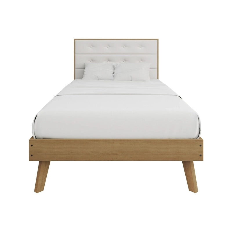 Mid-Century Wooden Platform Bed