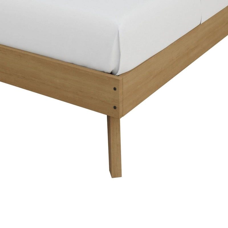 Mid-Century Wooden Platform Bed