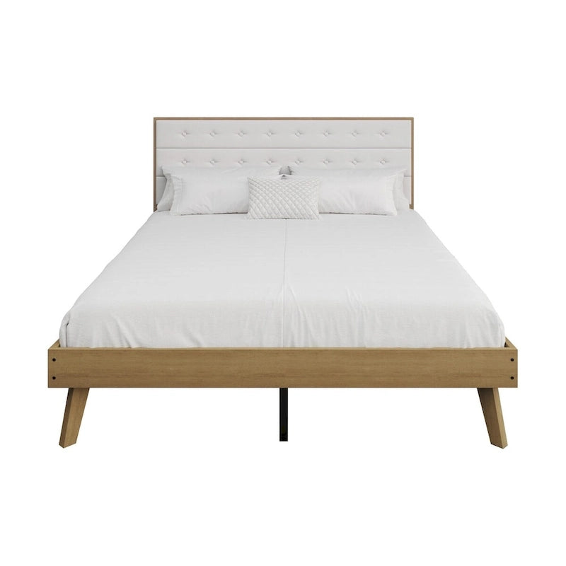 Mid-Century Wooden Platform Bed