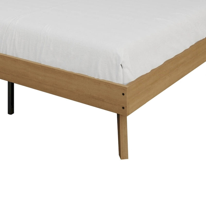 Mid-Century Wooden Platform Bed