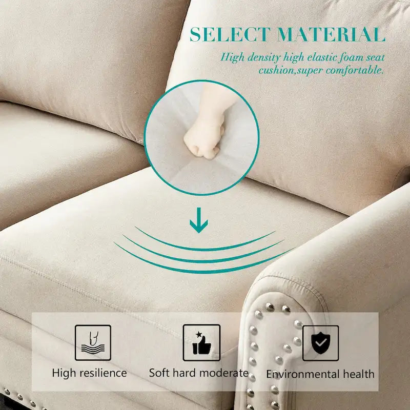 Sofa tapicerowana tkaniną lnianą ze schowkiem