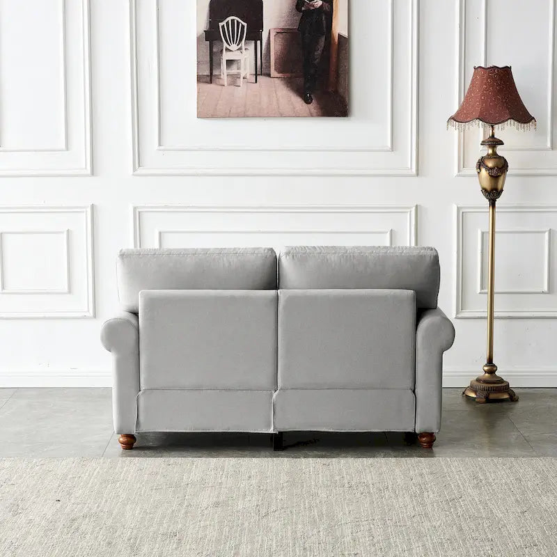 Sofa tapicerowana tkaniną lnianą ze schowkiem