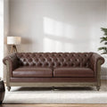 Vintage-style PU sofa (with wooden frame and legs)
