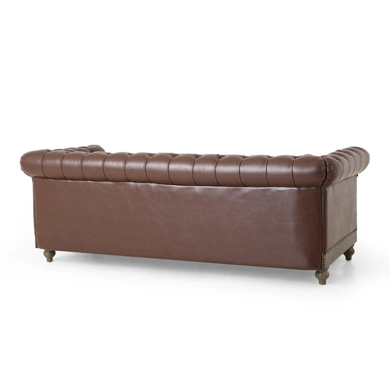 Vintage-style PU sofa (with wooden frame and legs)