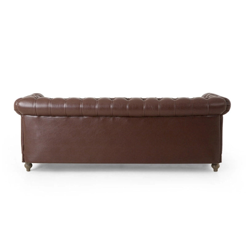Vintage-style PU sofa (with wooden frame and legs)
