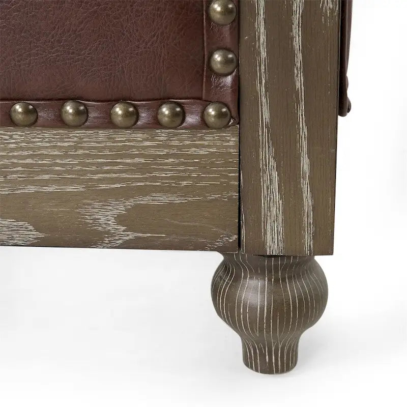 Vintage-style PU sofa (with wooden frame and legs)