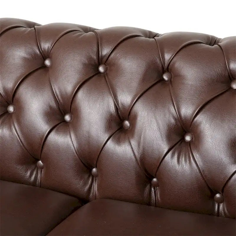 Vintage-style PU sofa (with wooden frame and legs)