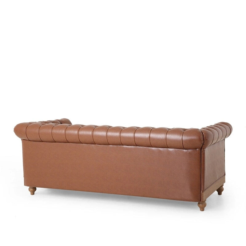 Vintage-style PU sofa (with wooden frame and legs)