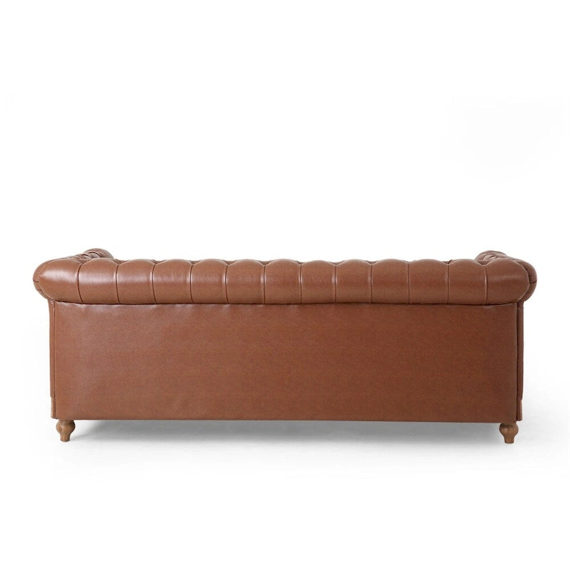 Vintage-style PU sofa (with wooden frame and legs)