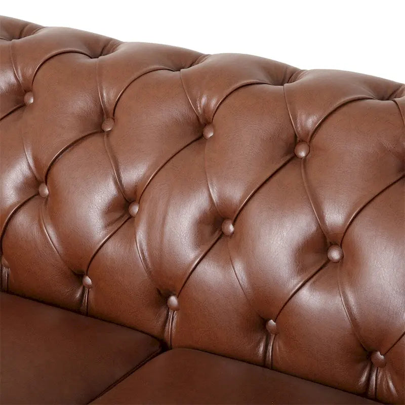 Vintage-style PU sofa (with wooden frame and legs)
