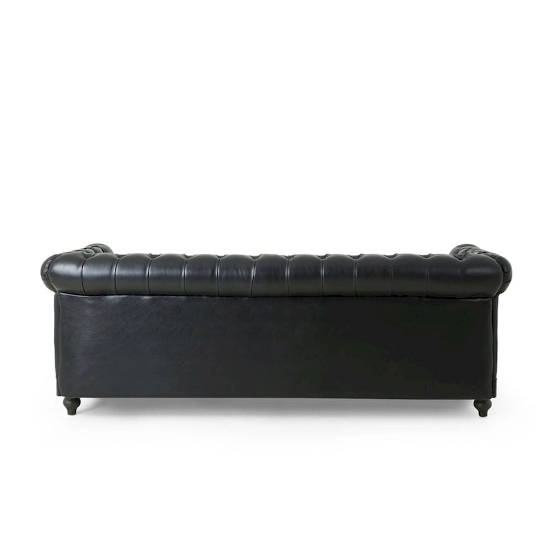 Vintage-style PU sofa (with wooden frame and legs)
