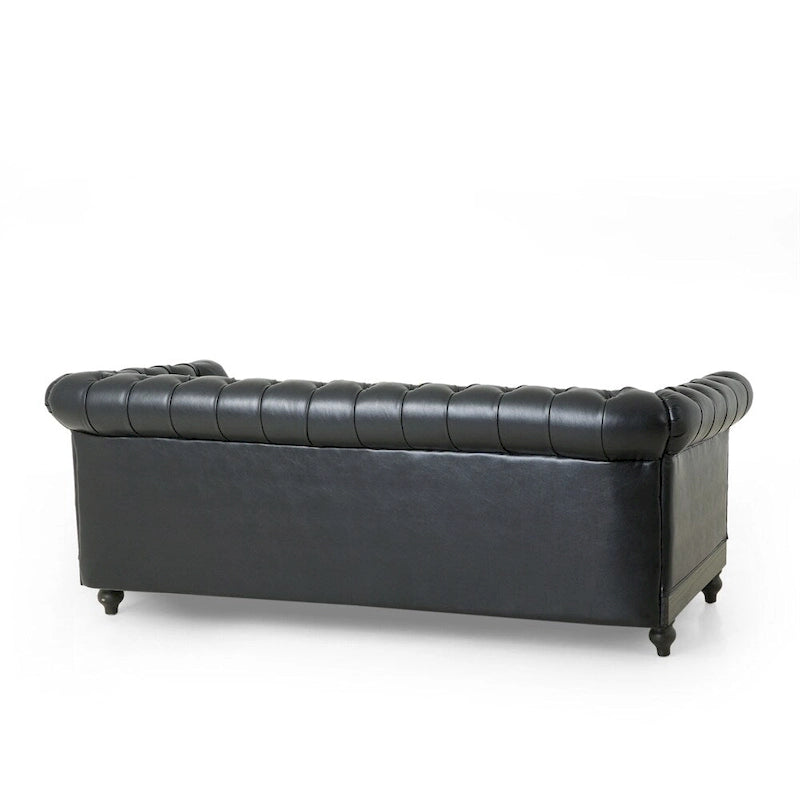 Vintage-style PU sofa (with wooden frame and legs)