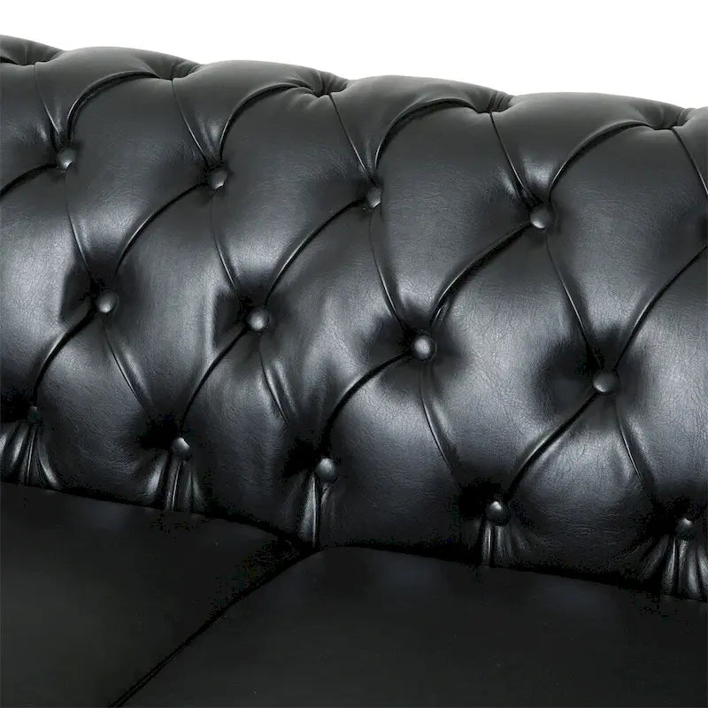 Vintage-style PU sofa (with wooden frame and legs)