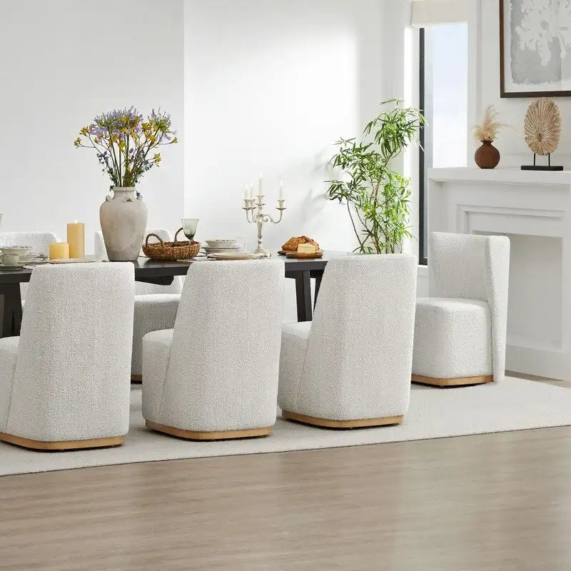Modern Dining Chairs with Casters&Wood Base Set of 2