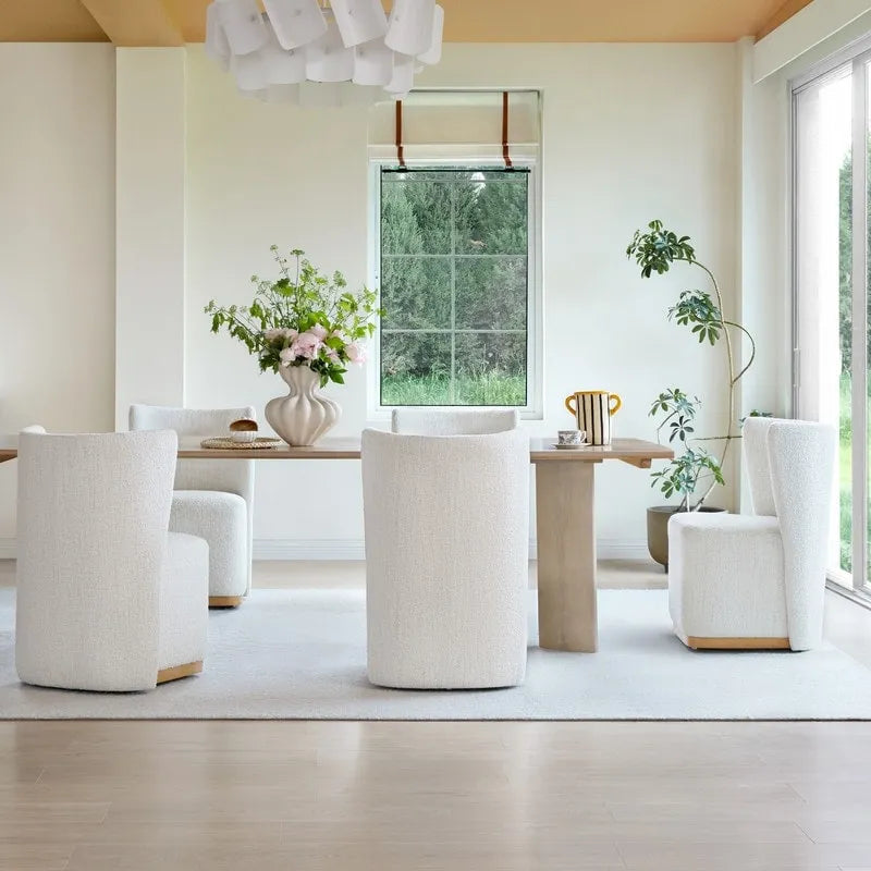 Modern Dining Chairs with Casters&Wood Base Set of 2