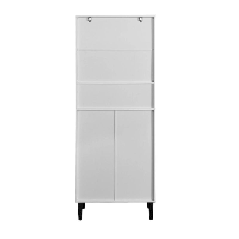 Vetrina alta con 2 ante in vetro e 2 ante, mobile moderno indipendente per bagno, sala da pranzo e soggiorno